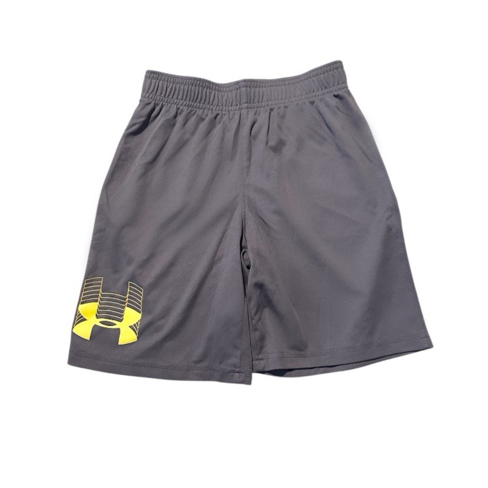 Boys Under Armour Athletic Shorts size youth 7 years - gray / neon green yellow